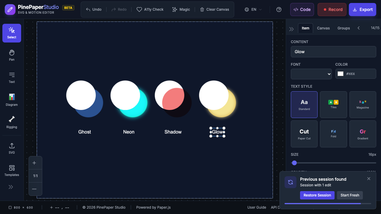 Items with different blend presets