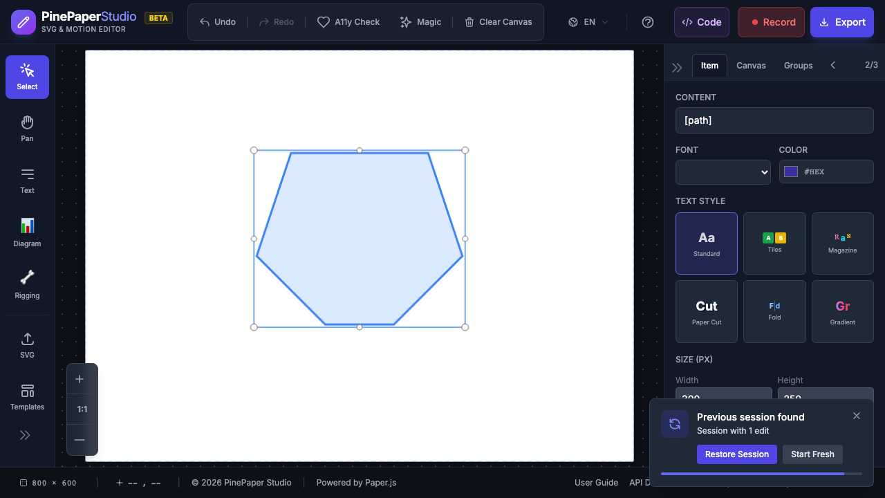 Fill tool filling a closed shape