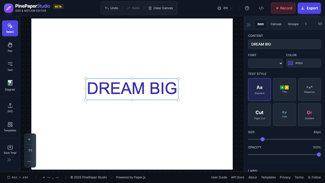 Full interface with labeled areas