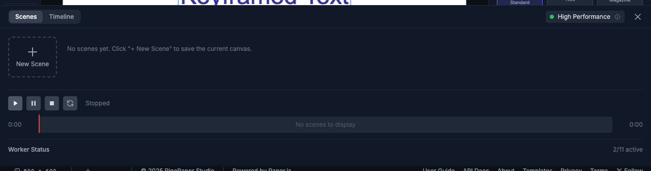 Timeline with keyframes